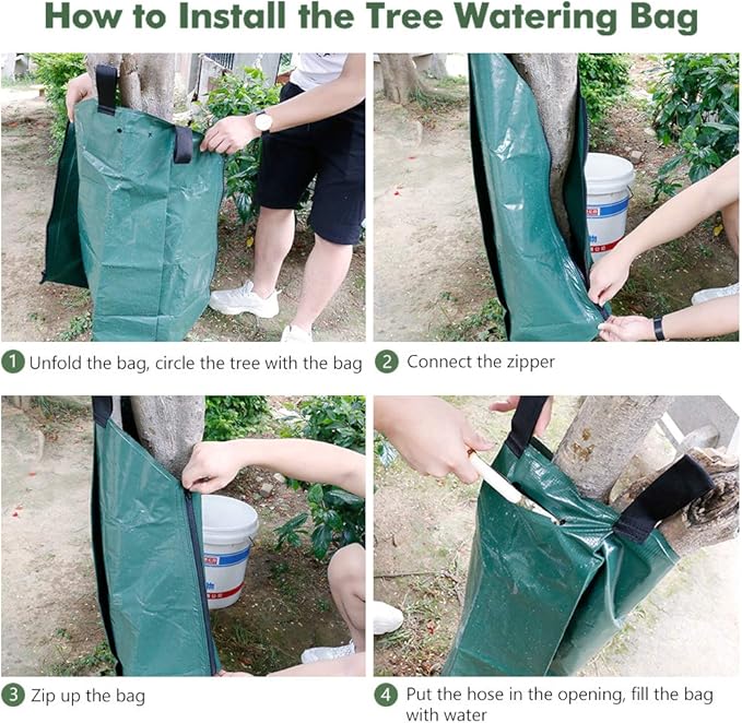 Remiawy Tree Watering Bag, 20 Gallon Slow Release Watering Bag for Trees, Irrigation Bag Made of Durable PVC Material with Zipper (3 Pack 5-8 Hours Releasing Time)