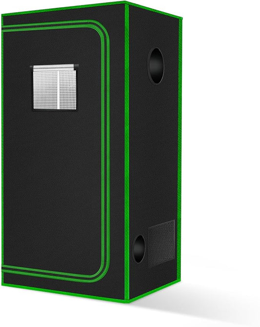 MELONFARM Small Grow Tent for Aerogarden，18”x18”x48” ，Hydroponics Growing System ，Highly Reflective 600D Diamond Mylar Canvas with Ventilation window and Floor Tray for Hydroponic Indoor Plant Growing