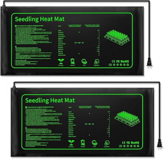 2 Pack Graphene Plant Heating Mat for 1020 Seedling Trays, 20W Waterproof Heating Pads for Seeds Germination and Microgreen Trays Thick and Reusable Gardening Gifts
