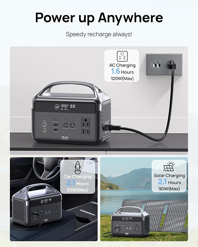 Portable Power Station 56000mAh, 179.2Wh Solar Generator LiFeP04 Battery with 2 AC Outlets 300W (600W Surge), 1.5hrs Fast Charging, Power Bank for Home Use, Outdoor Camping, Emergency, RVs, Outage