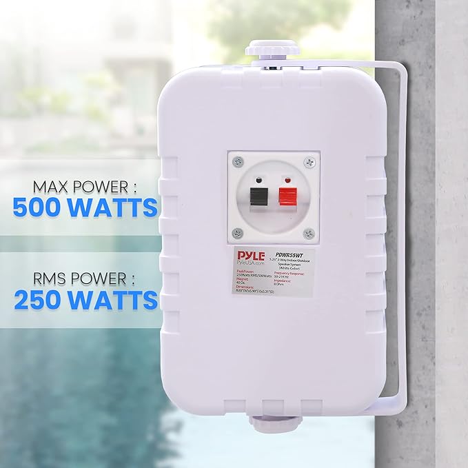 PyleUsa Indoor Outdoor Speakers Pair-500 Watt Dual Waterproof 5.25” 2-Way Full Range Speaker System w/ 1/2”High Compliance Polymer Tweeter - in-Home, Boat, Marine,Deck,Patio,Poolside (White) PDWR55WT