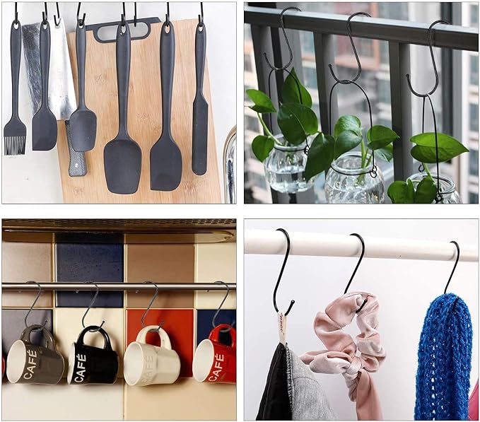 14 Pcs Heavy Duty 4.7 Inches Extra Large S Shape Hooks Heavy-Duty Metal Hanging Hooks Apply Kitchenware Bathroom Utensils Plants Towels Gardening Multiple uses Tools (Silver)