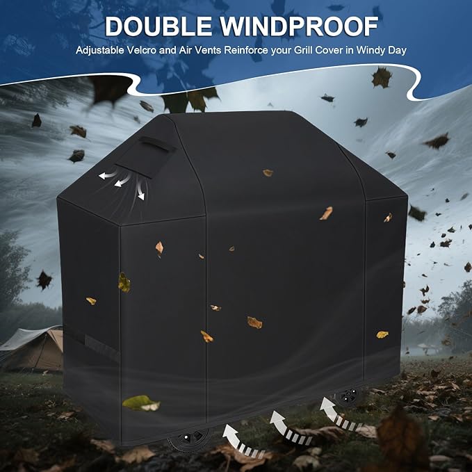Grill Cover, BBQ Grill Covers for Outside 60 inch with Adjustable Straps, Waterproof & Weatherproof Protection, Heavy Duty Oxford Fabric for Weber, Genesis, Charbroil, etc