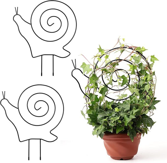 2 Pack Plant Trellis Indoor, 11" W x 13" H Small Trellis for Potted Plants, Decorative Trellis for Climbing Plants Indoor, Ideal for Vines on Tabletops, Balconies, Gardens and Lawns, Snail-Shaped