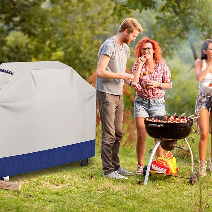 Grill Cover 600D Heavy Duty, Universal Fit Waterproof BBQ Grill Protector with Adjustable Straps, Weatherproof Outdoor Oven Cover for All Seasons