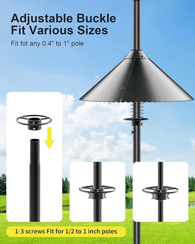 Metal Squirrel Baffle - Squirrel Baffle for Bird Feeder Pole, Upgrade Spring Motion Design for Better Protection, 19 Inch Heavy Duty Guard for Outside Bird Feeder Pole Mount