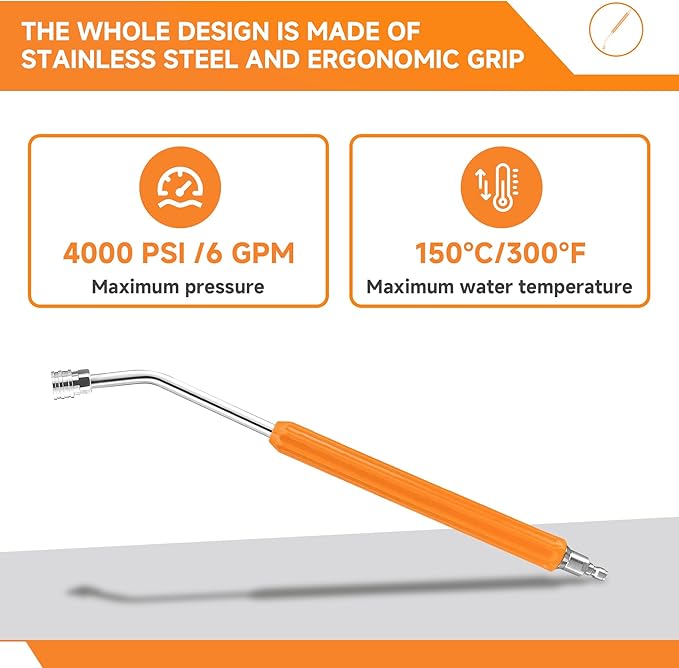 22" Pressure Washer Extension Wand/bend,Stainless Steel 1/4"Quick Connect Power Washer Lance,Short power Washer Wand Replacement For Car Wash,Pressure Washer Accessories