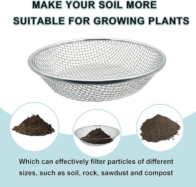 1/4 Inch Soil Sifter for Gardening, Rock Sifter for 5gallon,Compost Sifter Dirt Sifter,Captures Dirt Rocks Sawdust