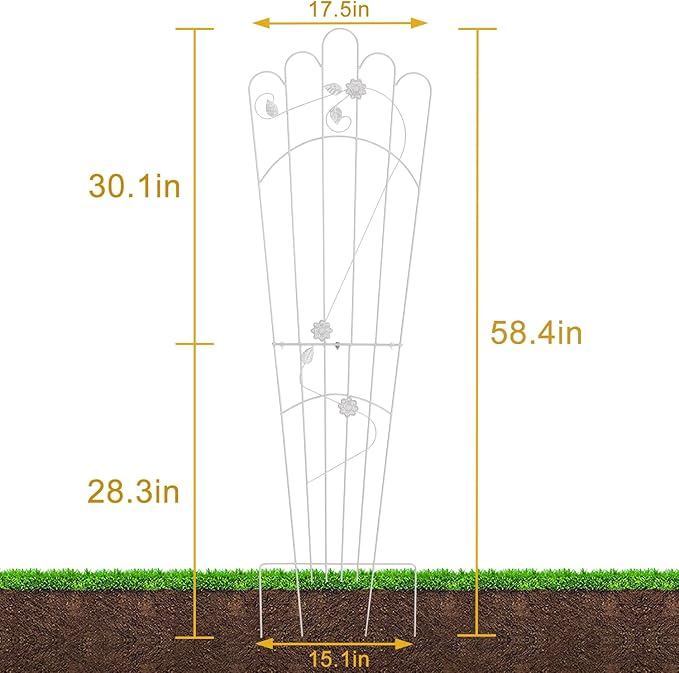 Metal Detachable Trapezoidal Garden Trellis for Climbing Plants, 60 Inches Sturdy Patio Plant Support for Indoor Plants Trellis for Rose, Vegetable Flower, Backyard Pack of 2 - White