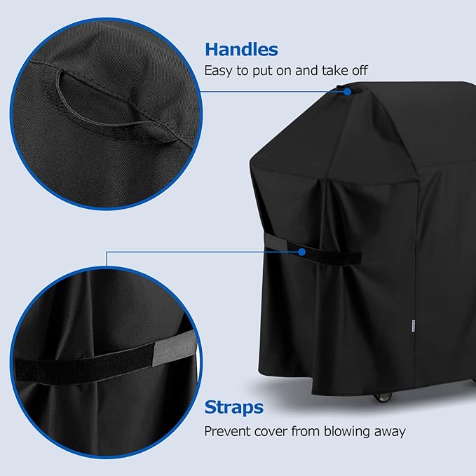 SunPatio 58 Inch Outdoor Grill Cover, Compatible for Weber Genesis II, Genesis 300 and II LX 300 Series Gas Grills, Heavy Duty Waterproof Barbecue Cover, Compared to Weber 7130, 58"W x 25"D x 44.5"H