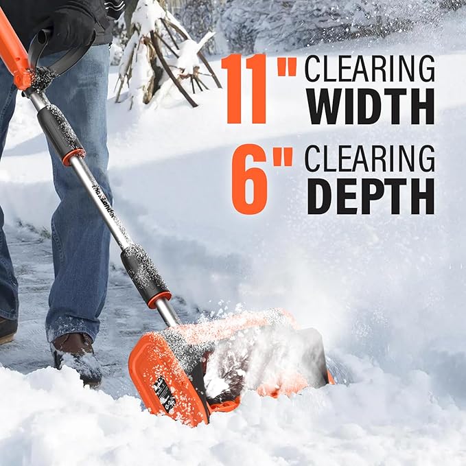 MAXLANDER Electric Snow Shovel Cordless, 20V 12-Inch Cordless Snow Blower, Battery Snow Shovel with Directional Plate and Adjustable Front Handle (4.0Ah Battery, Charger and Cover Included)