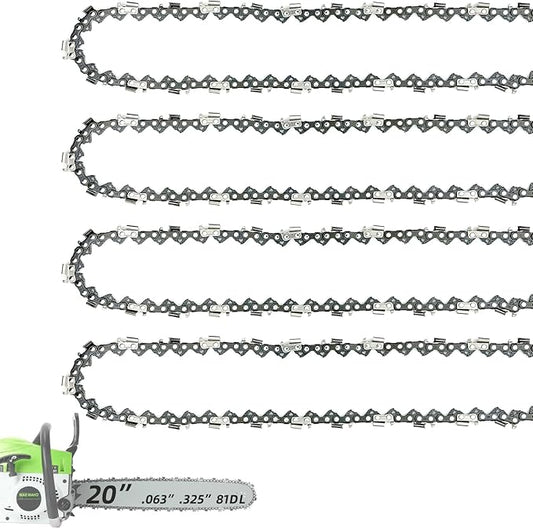20 Inch Chainsaw Chain For Stihl .325" Pitch, 063" Gauge, 81 Drive Links Fits Stihl MS291, MS290 MS271 Farm Boss MS291 MS261 MS270 MS280 MS290 MS291 MS310 MS360-4 Chains