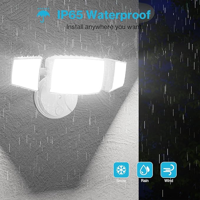 Olafus 80W Flood Lights Outdoor, Switch Controlled 8000LM LED Security Lights, IP65 Waterproof Outside Floodlights, 6500K Exterior Flood Light Fixture Wired for House Yard Porch Eave White