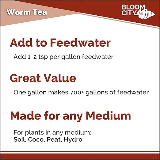 Organic Earthworm Tea Concentrate and Compost and Bokashi Booster by Bloom City, Quart (32 oz)