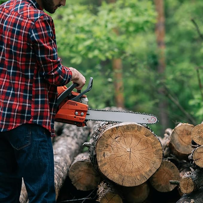 18 Inch Chainsaw Guide Bar and Chains 62 Drive Links, 3/8" LP Pitch, 050" Gauge, 18-Inch Replacement Chainsaw Chains Compatible with Husqvarna, Echo, Poulan, Craftsman and more (1 Bar + 3 Chains)