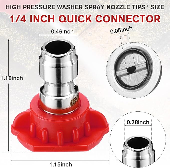 10 Pcs Pressure Washer Nozzle Tips 1/4 Inch Quick Connector 2.5 Gpm 4000 Psi Power Washer Spray Tips Set for Home Car Patio Driveway (Red)