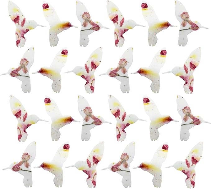 24pcs Hummingbird Seed Paper – Plantable Seed Paper Embedded with Wildflower Seeds for Funeral, Memorial & Other Milestone Celebrations (Pink & Yellow)
