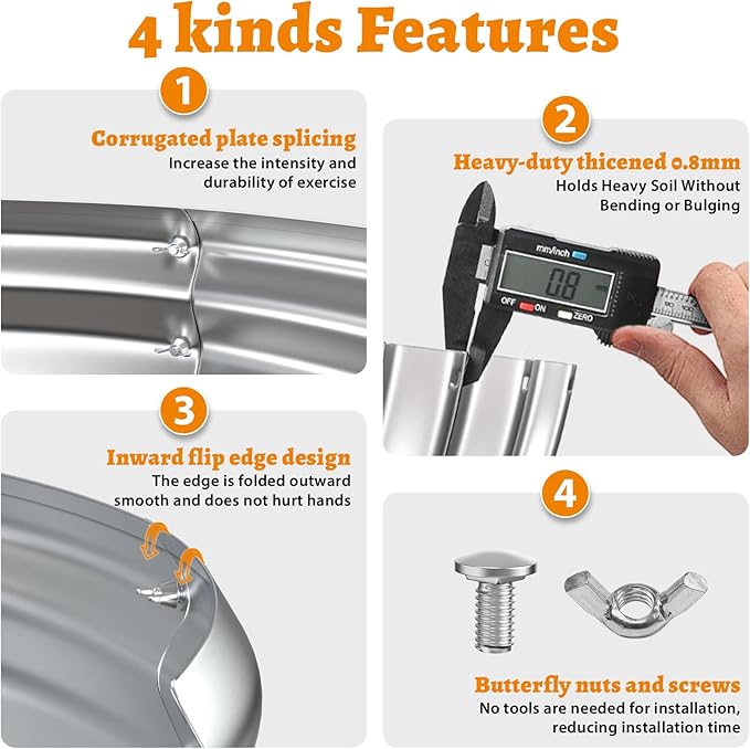 Metal Fire Pit Ring/Bonfire Fire Ring- 40 Inches Diameter, 0.8 MM Thick,1.5 ft High, Durable and Stylish for Outdoor Fire Pits,Patios and Camping (Silver, 3.3X3.3X1.5 ft)