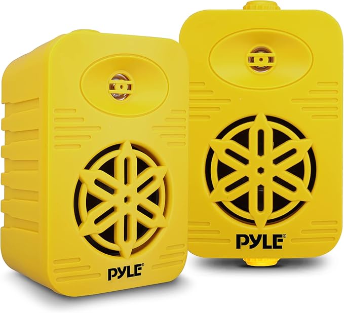 PyleUsa Indoor Outdoor Speakers Pair-500 Watt Dual Waterproof 5.25” 2-Way Full Range Speaker System w/ 1/2”High Compliance Polymer Tweeter in-Home,Boat, Marine,Deck,Patio,Poolside (Yellow) - PDWR55YL