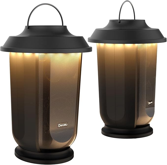 Onforu Outdoor Bluetooth Speaker, 2 Pack 40W True Wireless Stereo Dual Pairing Lantern Speakers for Patio, with 20 Warm White LED Lights, Richer Bass for Indoor Outdoor Camping Waterproof