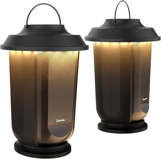 Onforu Outdoor Bluetooth Speaker, 2 Pack 40W True Wireless Stereo Dual Pairing Lantern Speakers for Patio, with 20 Warm White LED Lights, Richer Bass for Indoor Outdoor Camping Waterproof