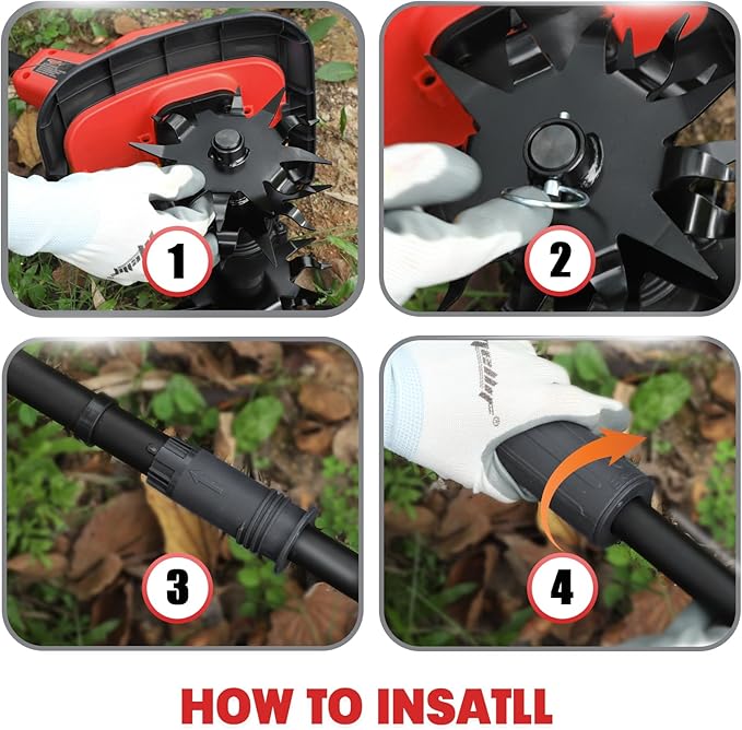 MaxMore Cordless Tiller Cultivator Compatible with Milwaukee 18V Battery (Tool Only), Electric Garden Rototiller with 48 Steel Tines, 270RPM, 8.7" Tilling Width, 6.3" Depth for Gardening, Soil Turning