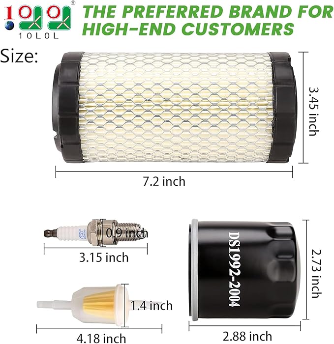 10L0L Golf Cart Tune Up Kit for Club Car Precedent 2004 up with FE290 FE350 Kawasaki Motor, Include Air Filter Oil Filter & Spark Plug, OEM# 102558201, 102003201, 1016467