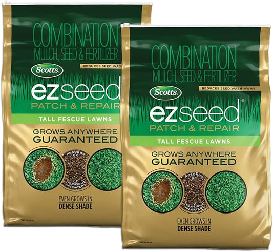 Scotts EZ Seed Patch & Repair Tall Fescue Lawns Mulch, Grass Seed and Fertilizer for Bare Spots and Repair, 10lb, 2Pk