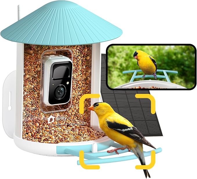 NETVUE by Birdfy Smart Bird Feeder with Camera – AI Identifies Birds Species 2MP Night Vision & App Alerts, 2.4Ghz Wi-Fi Connect IP65 Weatherproof Bird Camera-Gift for Backyard BirdWatchers, Blue