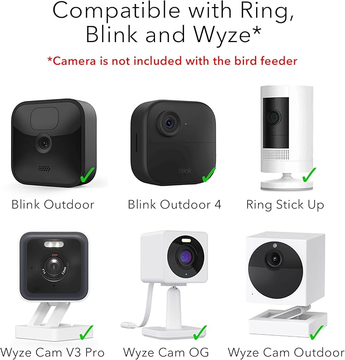 Wasserstein Bird Feeder Camera Case Compatible with Blink, Wyze & Ring Security Cameras Including Blink Outdoor 4, Wyze Cam OG & Ring Stick Up Camera (Camera NOT Included)
