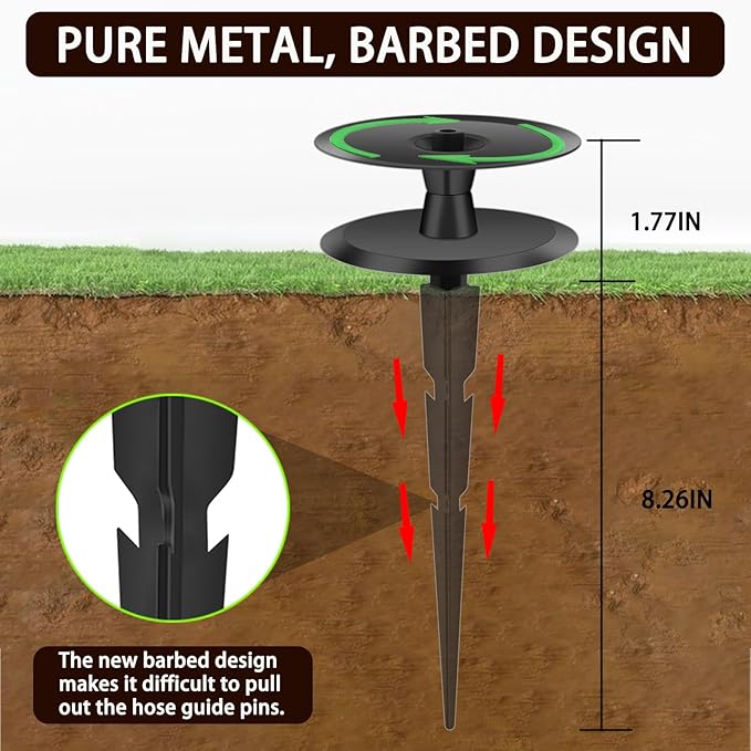 2PCS Metal Garden Hose Guide Spike, Hose Guides for Garden Heavy Duty, Cast Iron Garden Hose Guides for Outside, Rustproof Coated Hose Guide Stakes for Lawn & Yard, Plant & Flower Bed Protection