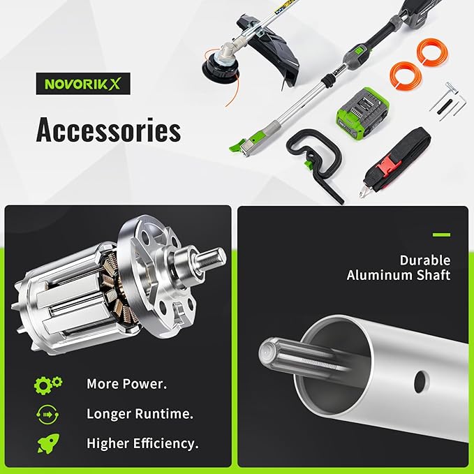 60V Lithium Ion Cordless String Trimmer, 17 Inch Two Speed Brushless String Trimmer with 5.0Ah Battery and Charger