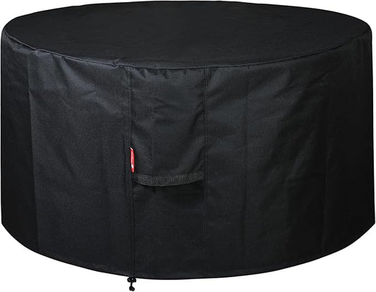 SheeChung Round Gas Fire Pit/Table Cover-Fit 36-40 inch Outdoor Firepit/Bowl,600D Heavy Duty Patio Cover Black,100% Weather Resistant&Waterproof for Backyard,Porch,Deck,Camping,Grill,40”Dia X 22”H