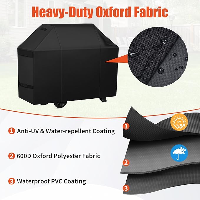 iCOVER Grill Cover 50 inch, BBQ Grill Cover for Outdoor Grill, 600D Heavy Duty Waterproof BBQ Cover, Anti-UV and Rip-Proof Barbecue Cover, Gas Grill Cover for Weber, Char-Broil, Nexgrill, etc
