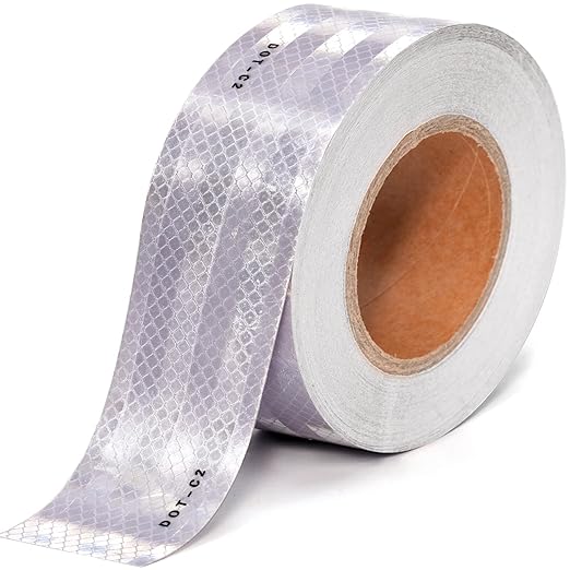 2" X 100ft DOT-C2 Reflective Safety Tapes Silver Adhesive Reflector Tape for Trailer Cars Trucks Outdoor Waterproof (Silver100FT)