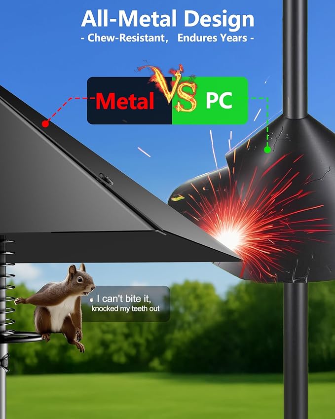 Metal Squirrel Baffle - Squirrel Baffle for Bird Feeder Pole, Upgrade Spring Motion Design for Better Defense, 19 Inch Heavy Duty Guard for Outside Bird Feeder Pole Mount