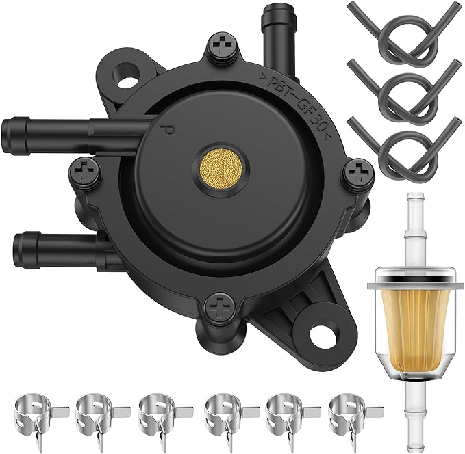 Fuel Pump Compatible with Kohler Briggs and Stratton Mikuni Cub Cadet John Deere 808492 808656 for Lawn Mower Golf Cart Club Car Fits Kawasaki Yamaha Ezgo Honda Husqvarna Toro with Filter and Oil Hose