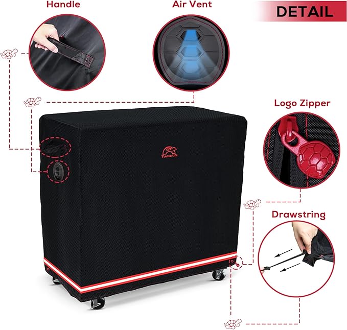 Turtle Life BBQ Grill Cover, 46 Inch Heavy Duty Waterproof Barbecue Gas Grill Covers for Flat Top Griddle, Anti-Fading Cover for Gas Grill, Black
