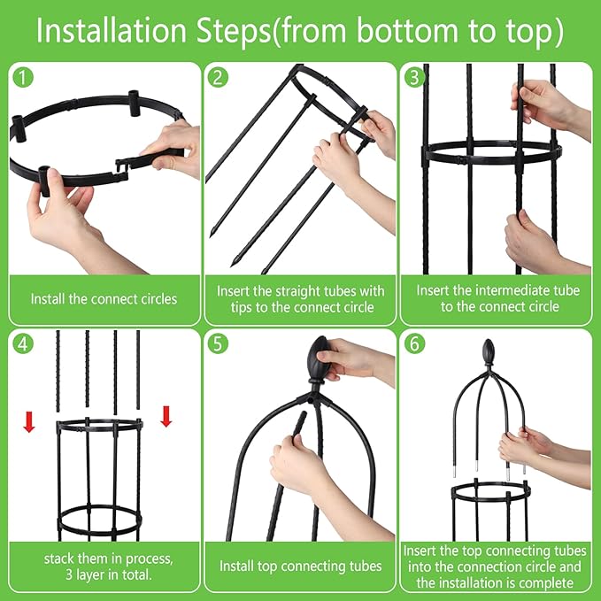 2 Pack 5Ft Tall Garden Obelisk Trellis for Climbing Plants Outdoor, Plant Trellis Garden Tower Trellis for Potted Plant Climbing, Flowers Vegetable Cucumber Trellis