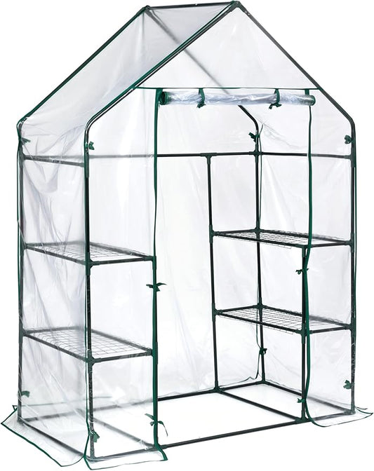 Miracle-Gro 4'8" x 29" x 6'5" All-Season Mini Walk-in Greenhouse with 4 Wire Shelves for Outdoors, Easy-Access and Durable, Translucent