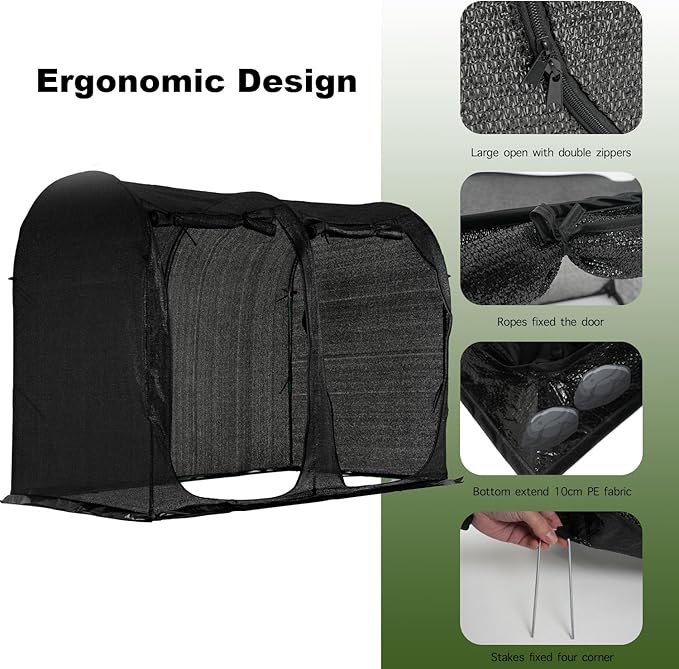 Large Tunnel 8.2'x4' Sunshade Cloth Gardening Net,Easy Set up 6FT Tall Crops Shade Net Cover, UV Resistant Plant 80% Sunblock Net for Vegetables,Fruits and Mini Flower Pot with Stakes and Carry