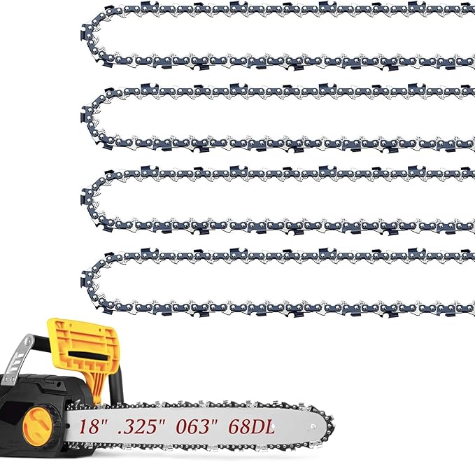 18 Inch Chainsaw Chains .063" Gauge .325" Pitch 68 Drive Links, Fit For Stihl 025, MS250, MS251 (PRE 2023 .063" Gauge),MS 231,MS 241, For Oregon V68, For Husqvarna-H28-68 (4 Chains)