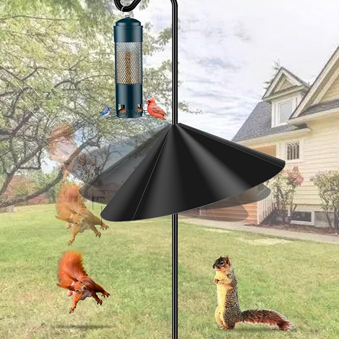 19 Inch Wide Black Squirrel Baffle - Ideal for Bird Feeder Poles, Outdoor Pole Mount Stoppers, and Shepherd’s Hooks Black 2 Pack