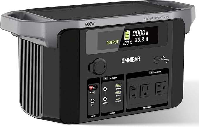 Portable Power Station 600W, 655Wh/182,000mAh Solar Generator with 100W USB-C Output & 120V Pure Sine Wave AC Outlets, Backup Lithium Battery for Outdoors Camping RV Travel Hunting Home Emergency