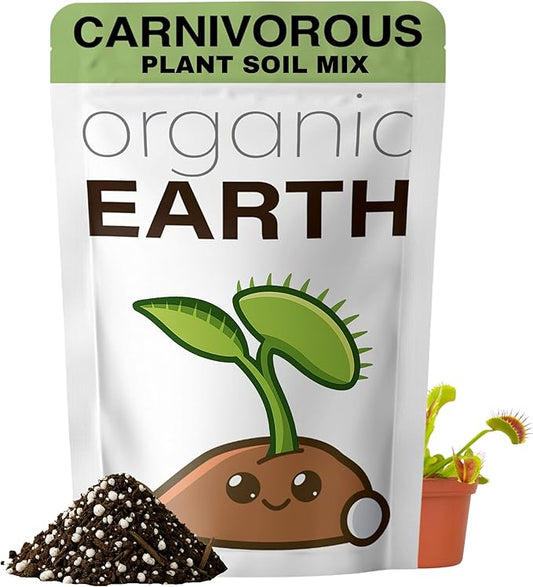 Organic Earth Carnivorous Plant Soil Mix 1 QT - Plant Food Peat Moss & Perlite for Carnivorous Plants - Terrarium Soil, Pitcher Plant Soil, Venus Fly Trap Soil