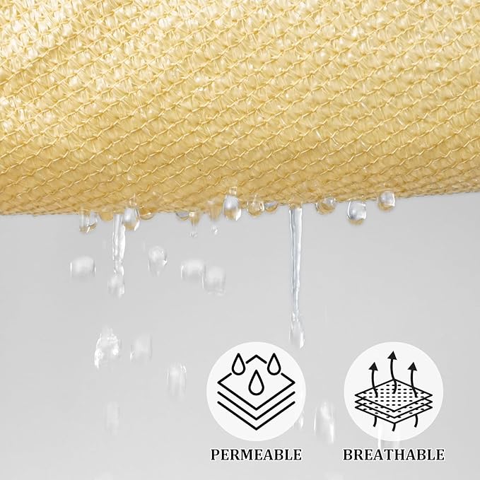 Shade&Beyond Sun Shade Sail Breathable UV Block Outdoor Covering Cloth for Backyard, Pool, 4'X4', Sand (Customized Available)