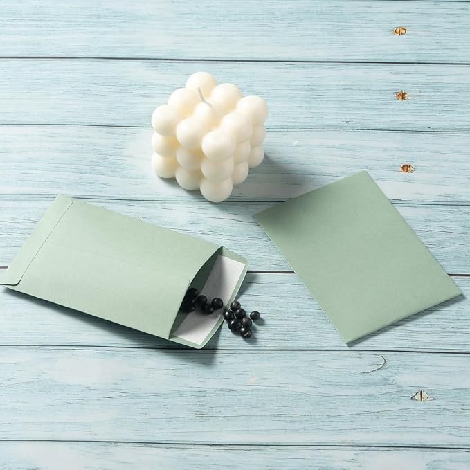 100 Pack Seed Envelopes Self-Adhesive Small Coin Envelopes Seed Storage Packets for Garden, Office or Wedding Gift (Sage-Green, 3 1/4 ×4 1/2 inches)