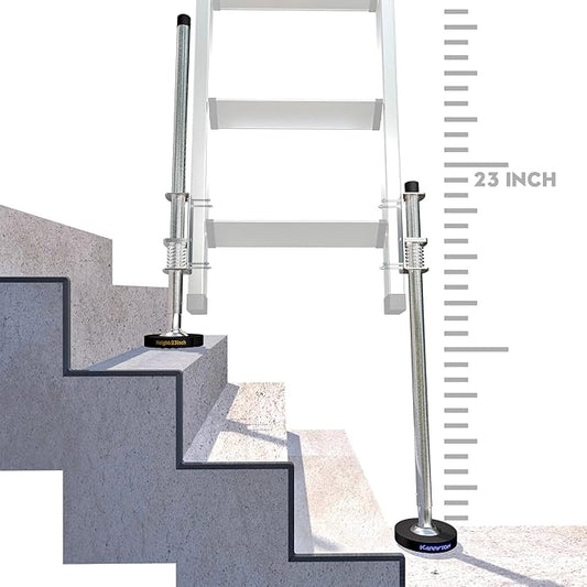 23" Ladder Levelers for Type II,I and IA Extension Ladders up to 32’,with Anti-Slip Threaded and Adjustable Extension Ladder Legs for Stairs and All Surfaces - Extented Version（23"）