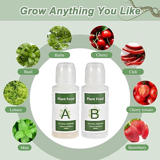 800ml Hydroponic Nutrients A&B for Aerogarden Plant Food Growth - Fertilizer for Indoor Hydroponics Garden & Growing Vegetables, Fruits, Flowers (800ml)