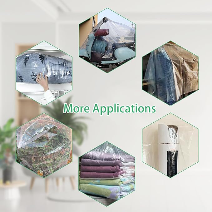 2 Pcs Large Winter Plant Cover Freeze Protection - 47" x 71" Plastic Plant Frost Bags with Drawstring, Transparent Waterproof Plant Shelter Coverings for Outdoors Garden Plants Shrubs Fruit Trees